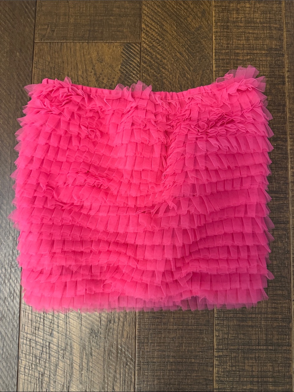 Kimichi Blue Ruffled Layered Hot Pink Cropped Tube Top